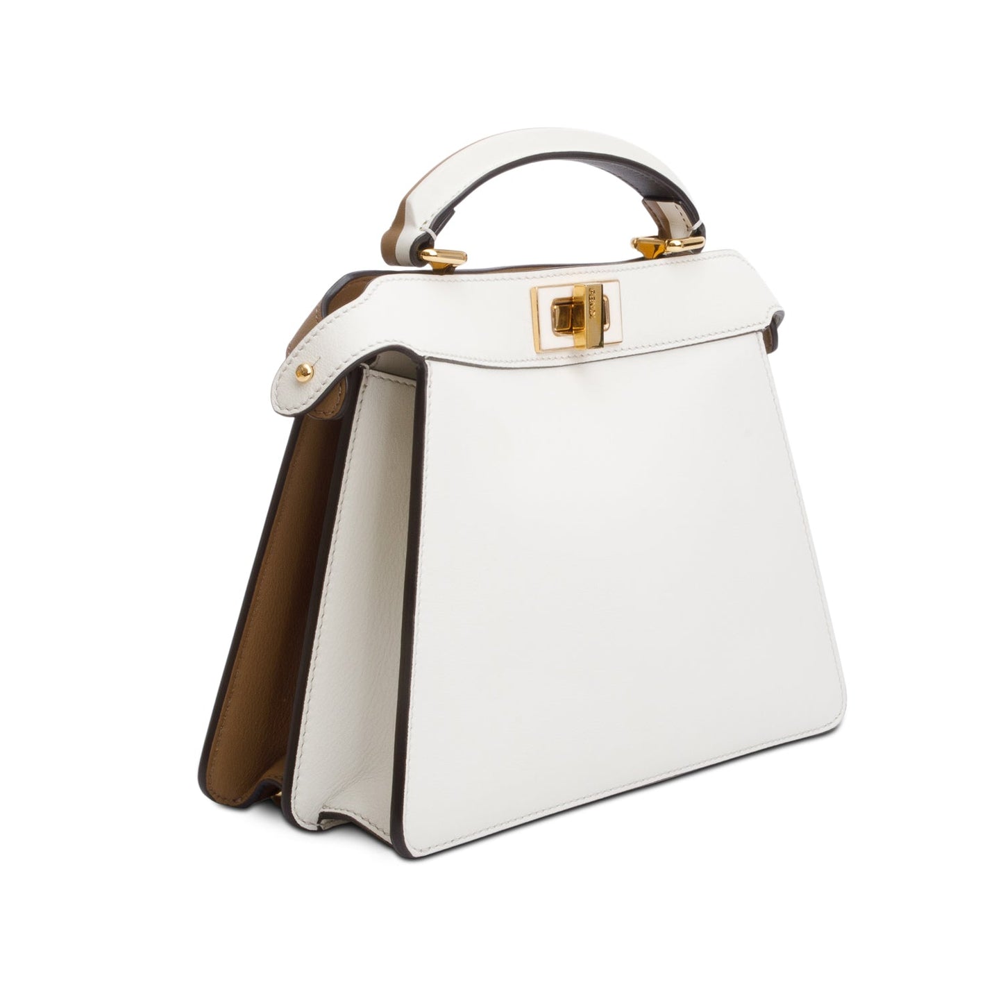 Fendi White/Tan Bicolor Nappa Leather Small Peekaboo ISeeU Bag