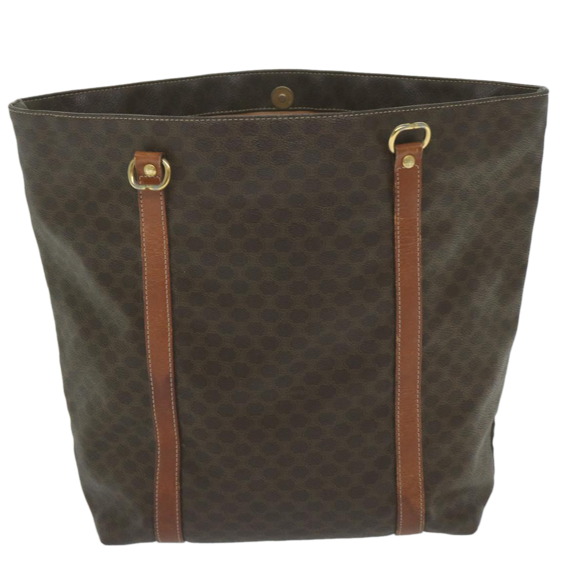 Luxury CELINE Macadam Canvas Tote Bag PVC Leather Brown 63637
