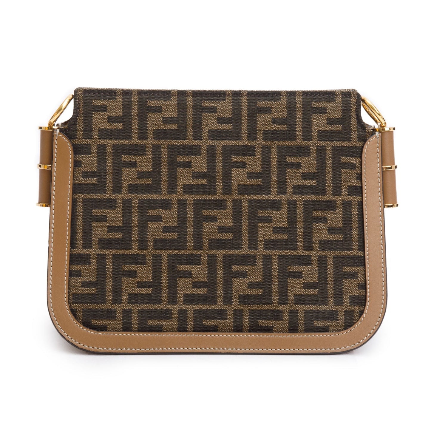 Fendi 2021 Brown FF Zucca Canvas Tan Leather Trim Medium Touch Shoulder Bag