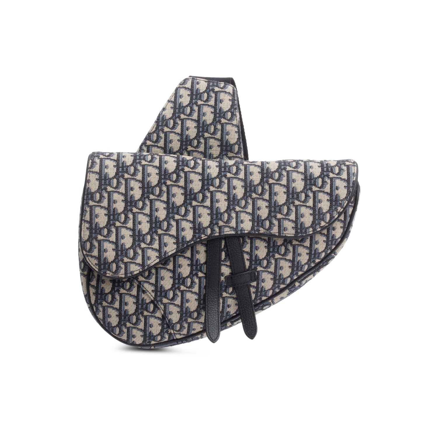 Christian Dior 2022 Navy Oblique Canvas Jacquard Saddle Bag