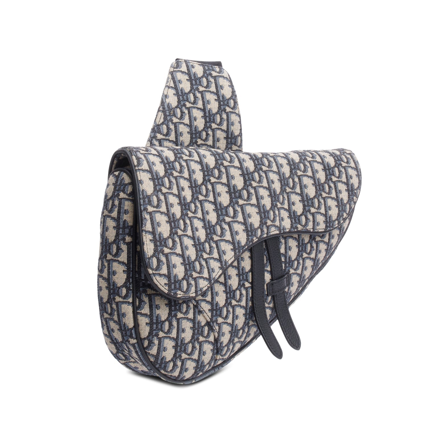 Christian Dior 2022 Navy Oblique Canvas Jacquard Saddle Bag