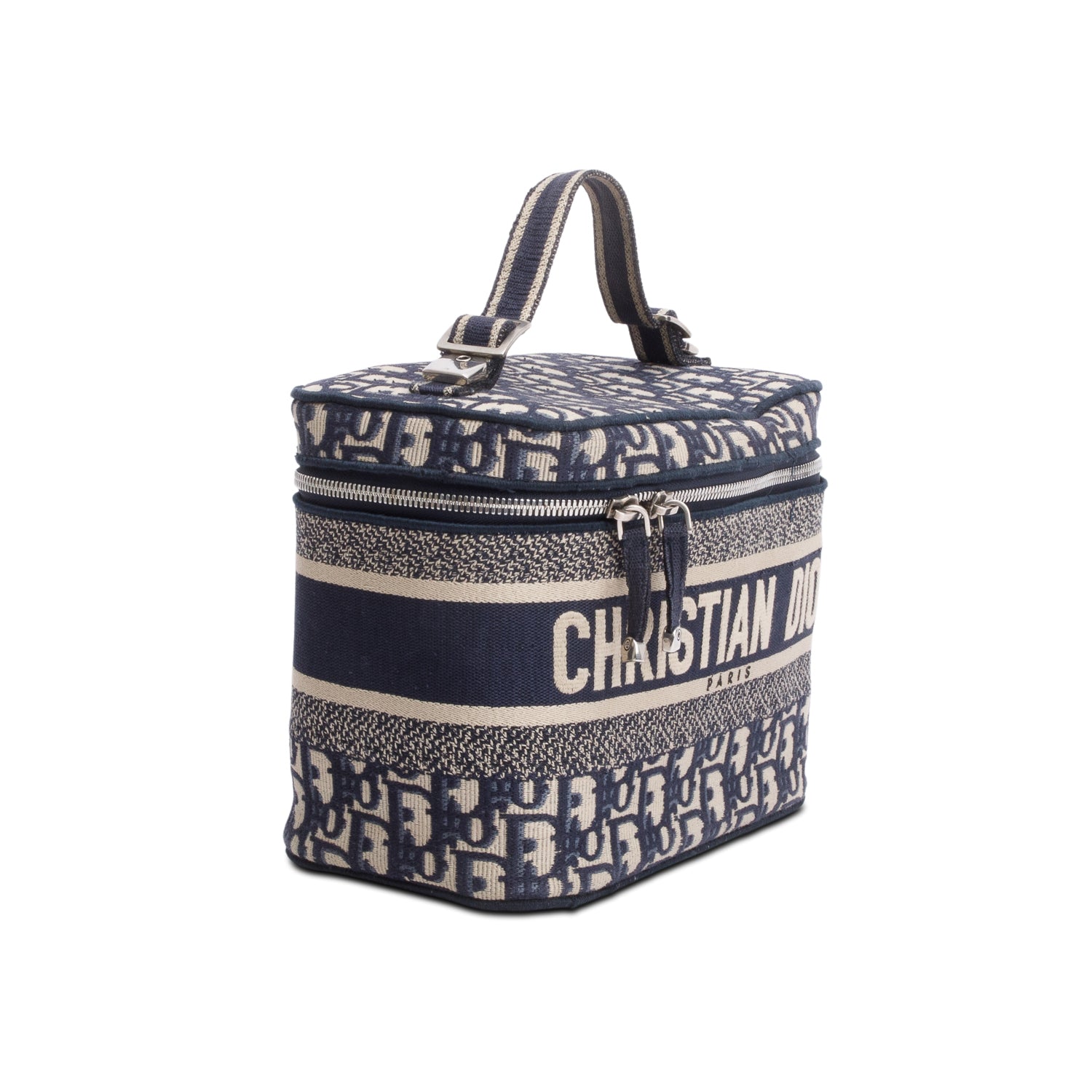 Christian Dior 2020 Navy Oblique Embroidered DiorTravel Vanity Case
