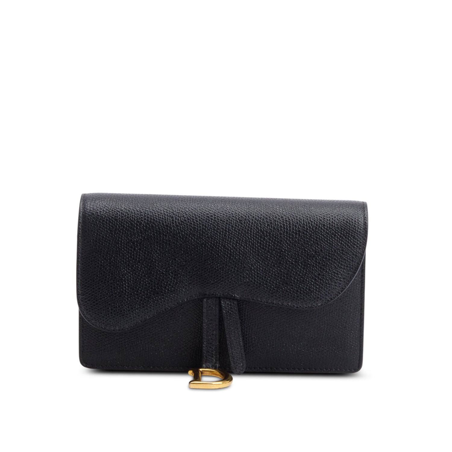 Christian Dior Black Grained Calfskin Saddle Belt Bag