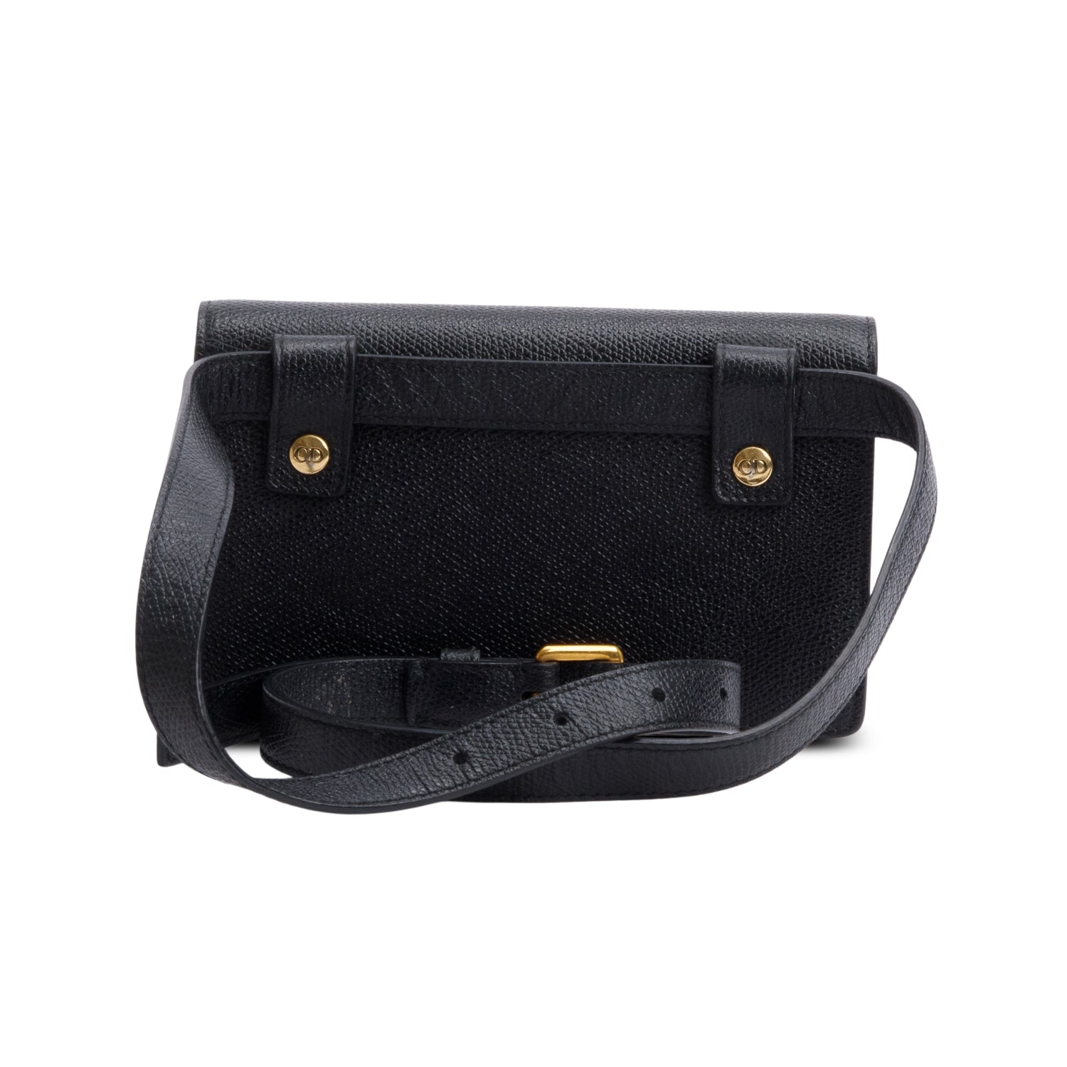 Christian Dior Black Grained Calfskin Saddle Belt Bag