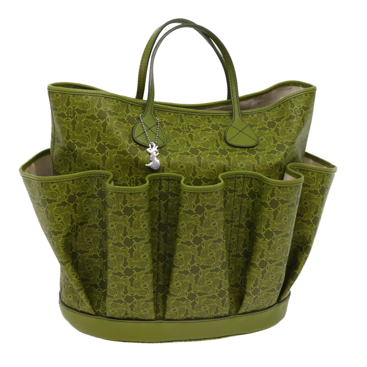 Luxury CELINE Horse Carriage Macadam Canvas Tote Bag Green 64256