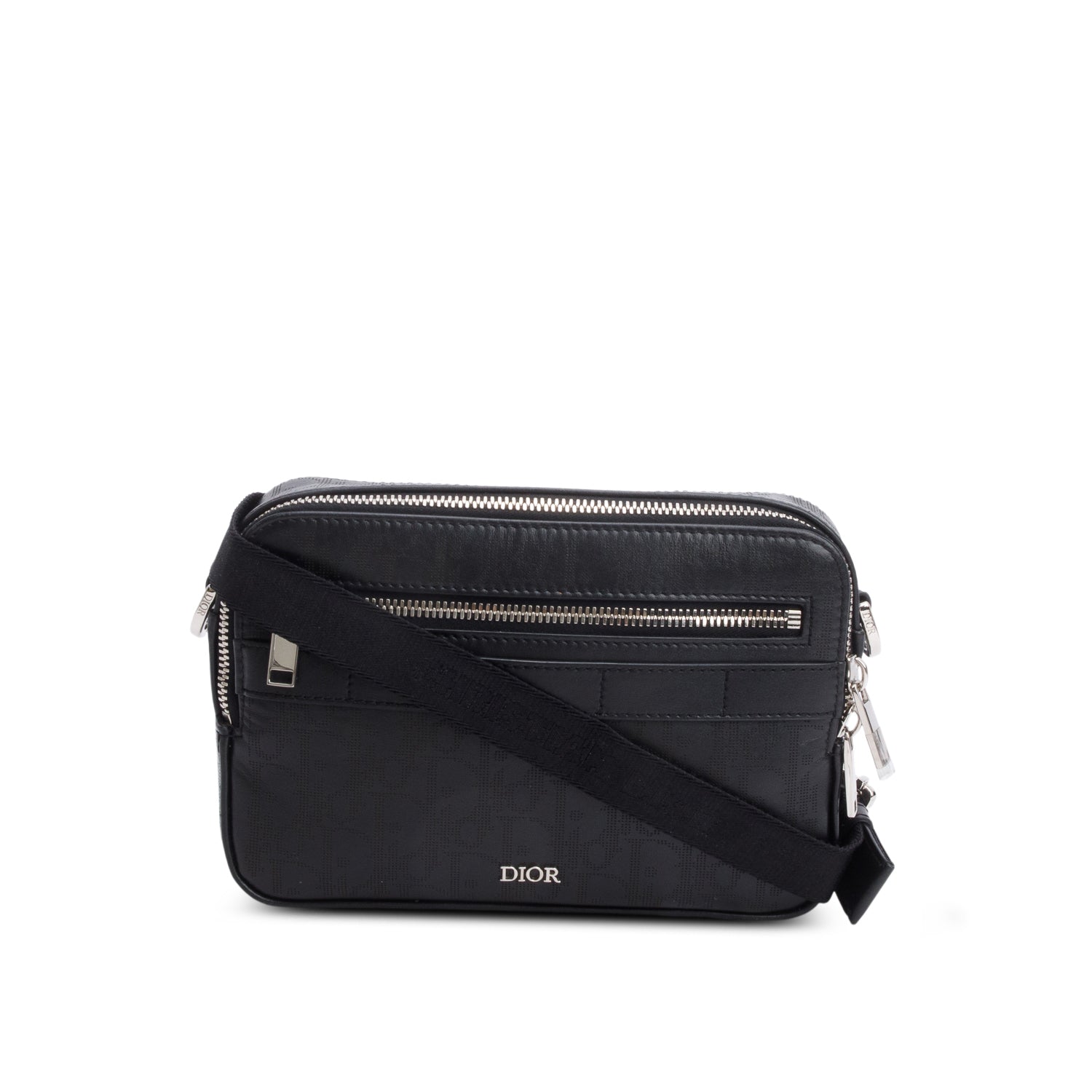 Christian Dior 2022 Black Oblique Galaxy Leather Safari Messenger Pouch