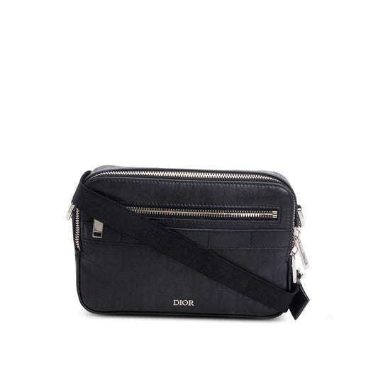 Christian Dior 2022 Black Oblique Galaxy Leather Safari Messenger Pouch