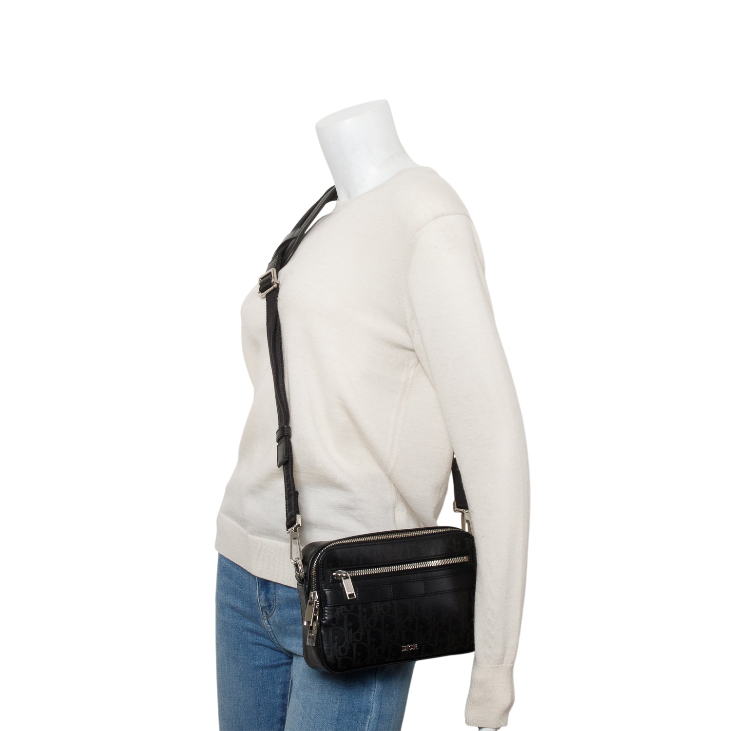 Christian Dior 2022 Black Oblique Galaxy Leather Safari Messenger Pouch