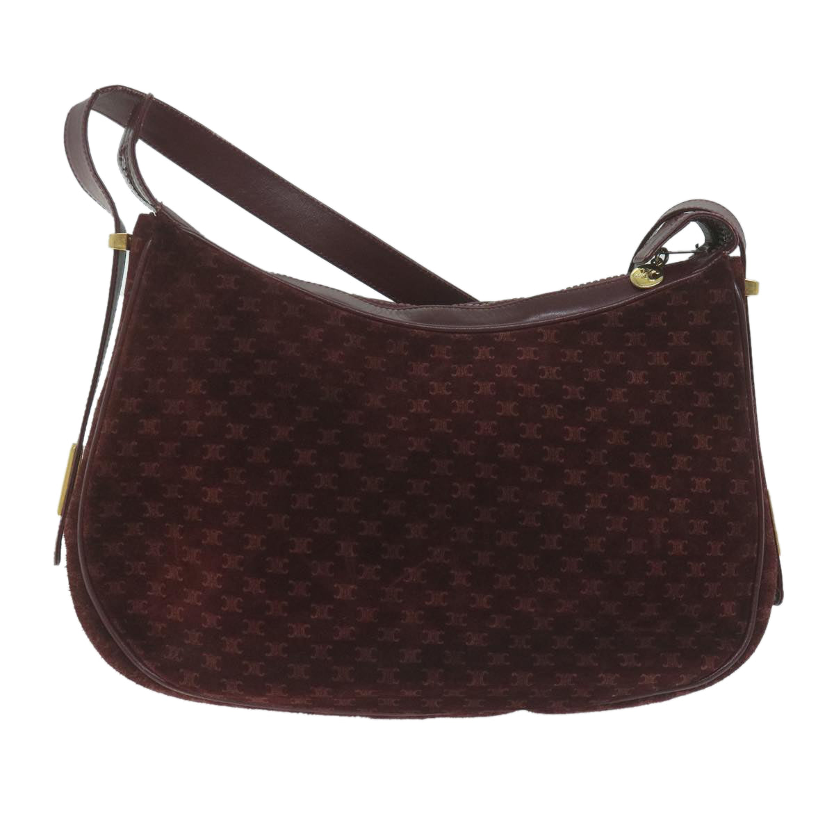 Luxury CELINE Macadam Canvas Shoulder Bag Red 64736
