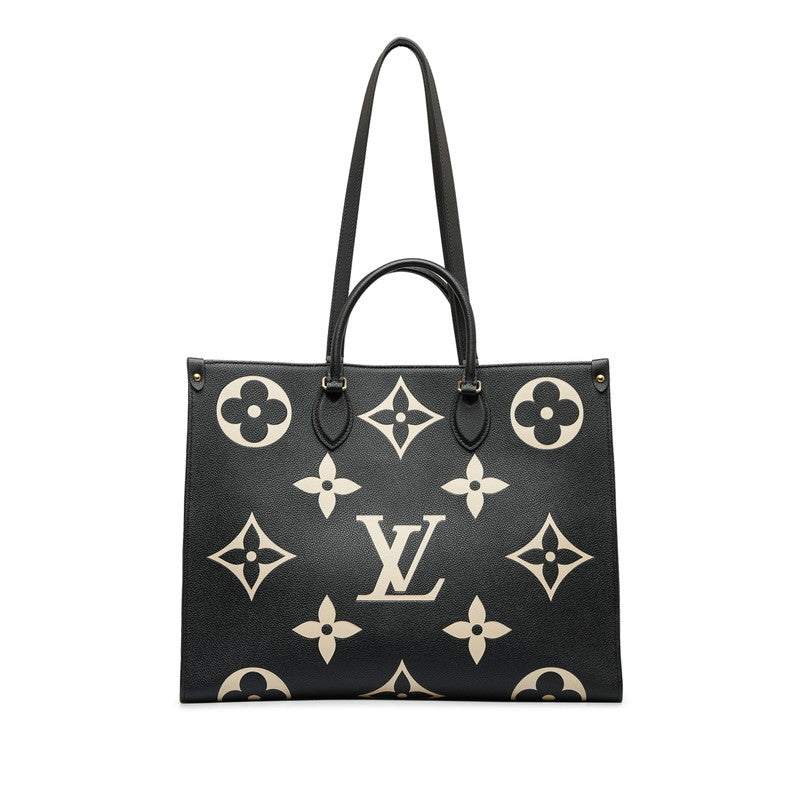 Louis Vuitton Monogram Implant Onzagor GM Handbag Shoulder Bag 2WAY M45945 Black Ivory Leather Louis Vuitton