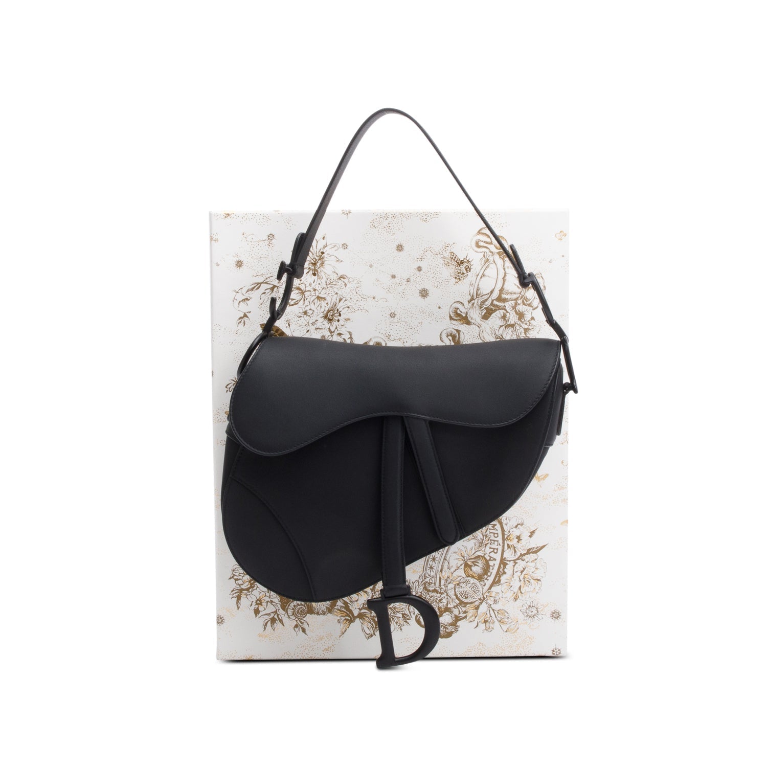 Christian Dior 2021 Black Ultramatte Calfskin Leather Medium Saddle Bag