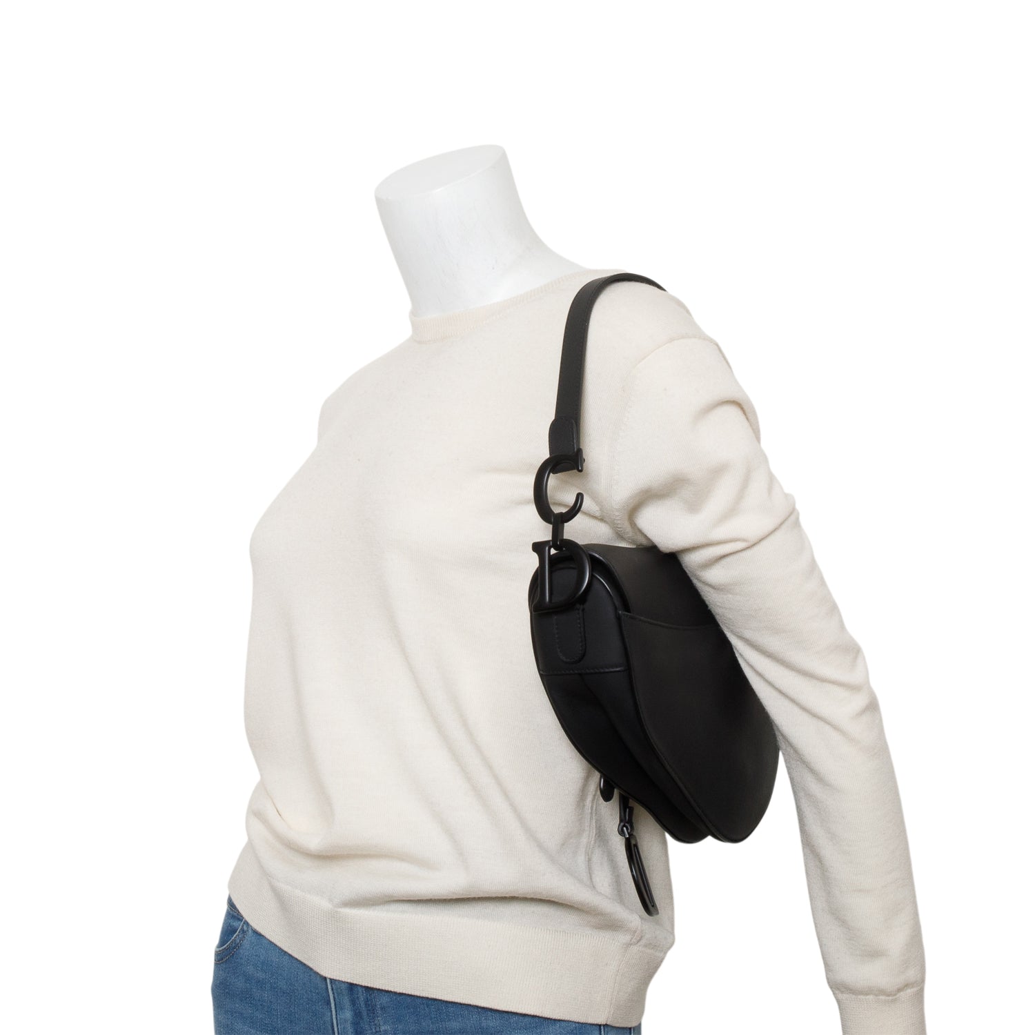 Christian Dior 2021 Black Ultramatte Calfskin Leather Medium Saddle Bag
