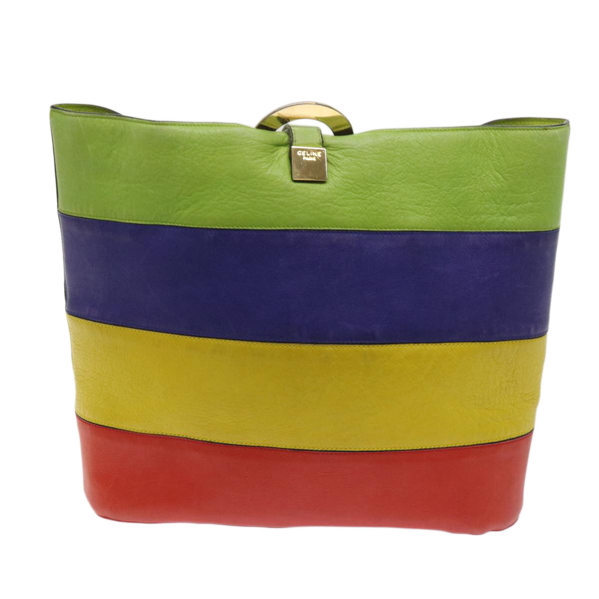 Luxury CELINE Shoulder Bag Leather Red Blue Green 65025