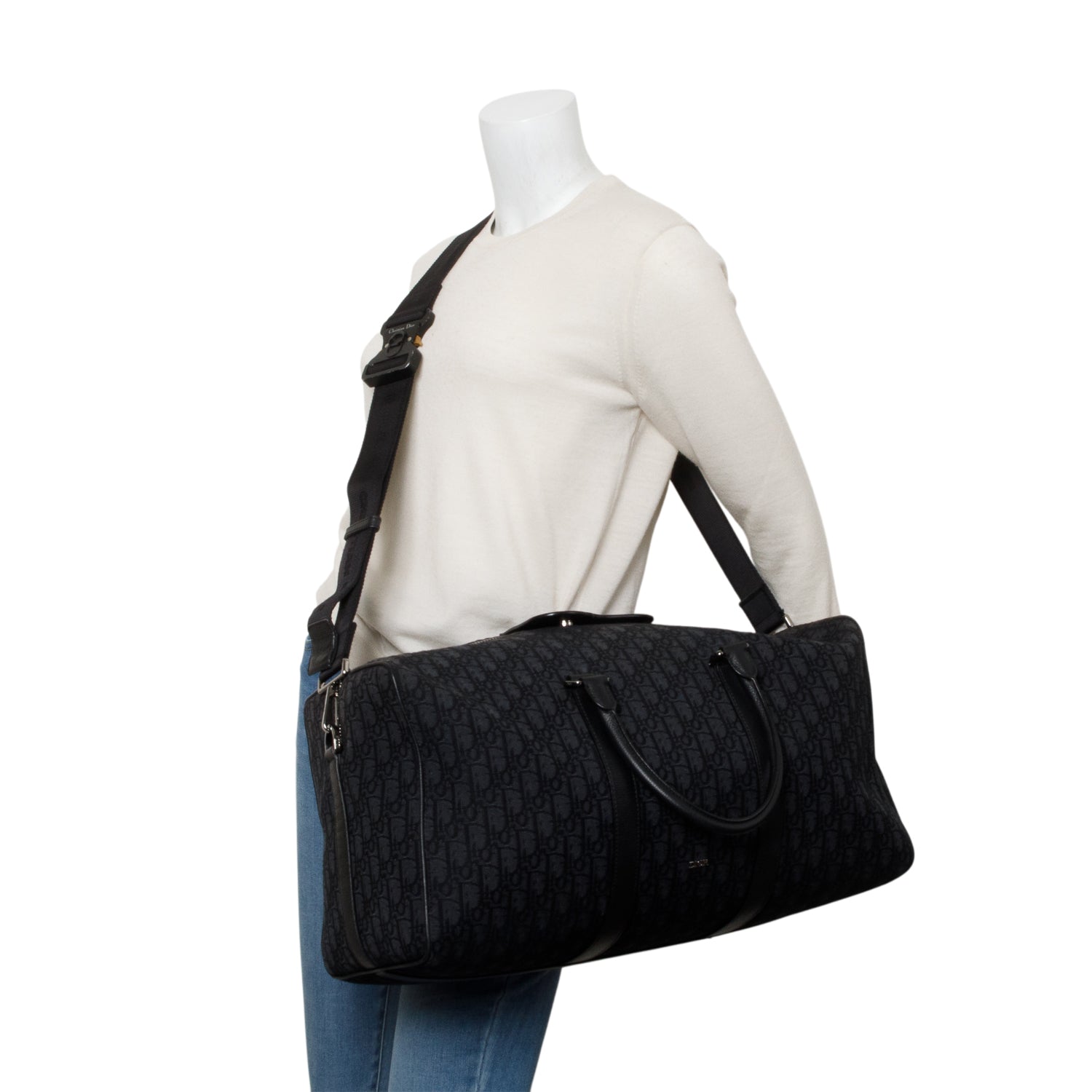 Christian Dior 2022 Black Oblique Lingot 50 Duffel Bag