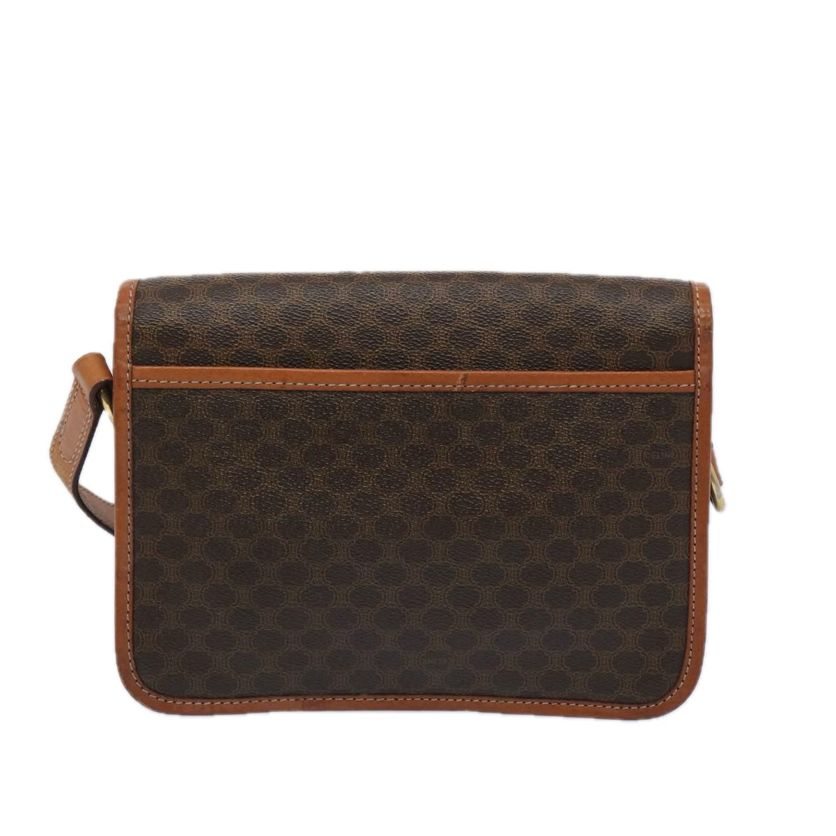 Luxury CELINE Macadam Canvas Shoulder Bag PVC Leather Brown 65289