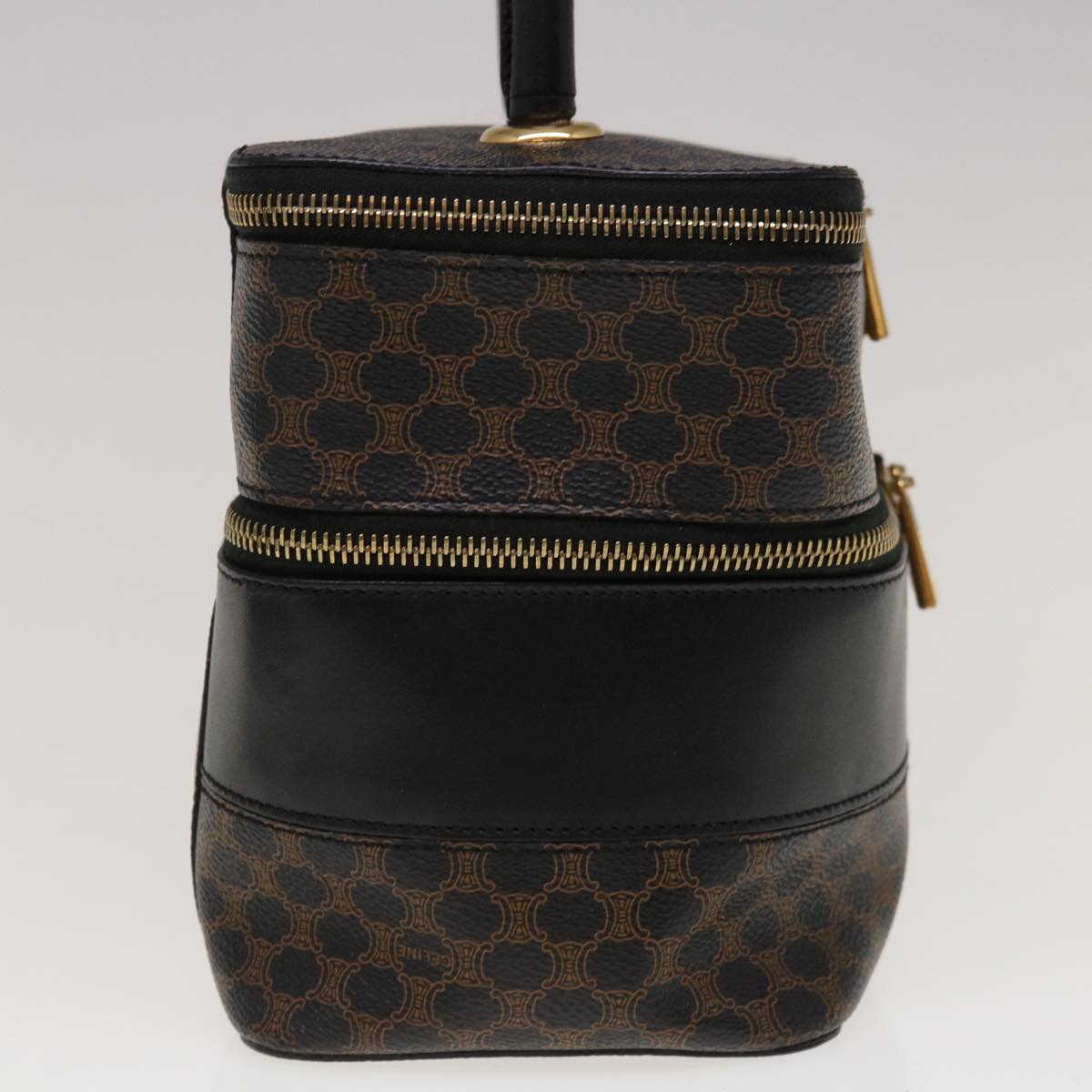 Luxury CELINE Macadam Canvas Vany Cosmetic Pouch PVC Leather Black 65328A