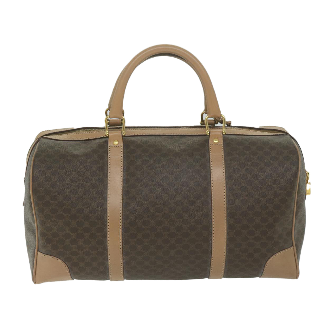 Luxury CELINE Macadam Canvas Boston Bag PVC Brown 65445