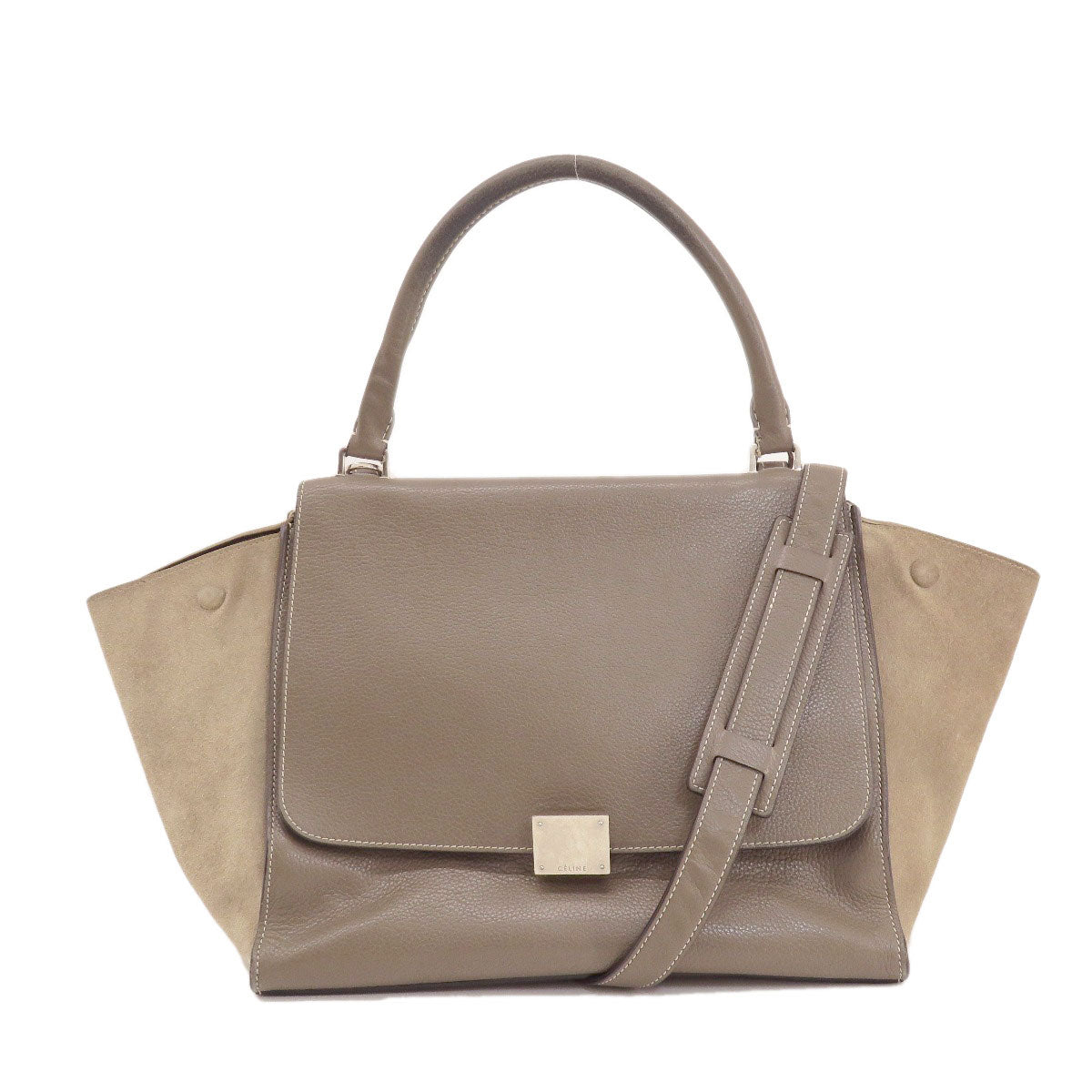 CELINE Tote Bag leather Brown Trapeze 2WAY Women