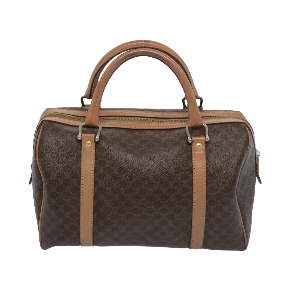 Luxury CELINE Macadam Canvas Boston Bag PVC Brown 65586