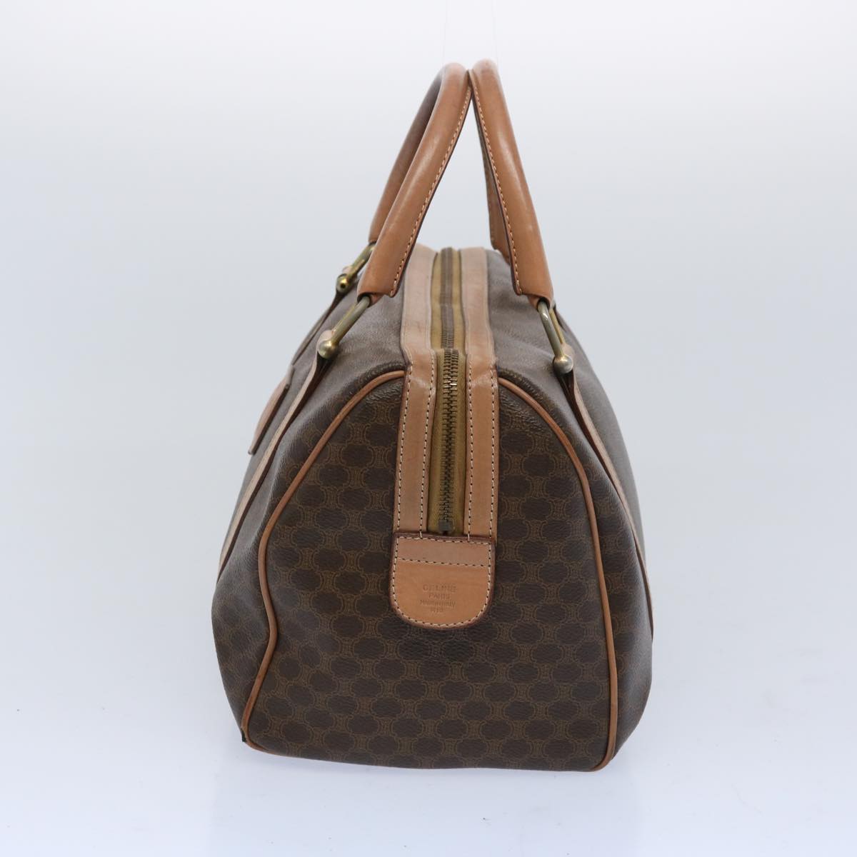 Luxury CELINE Macadam Canvas Boston Bag PVC Brown 65586