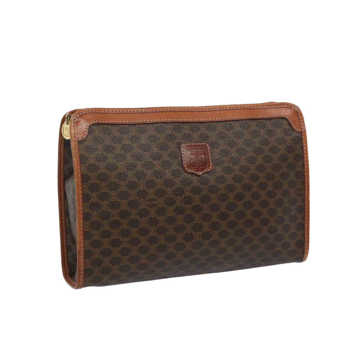 Luxury CELINE Macadam Canvas Clutch Bag PVC Brown 65785