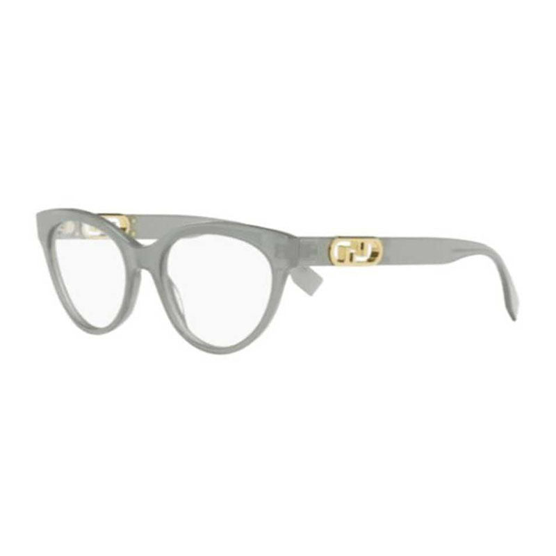Fendi Eyeglasses Cat Eye Full Rim, Grey Frame and Clear Demo Lenses Lens FE50066I095