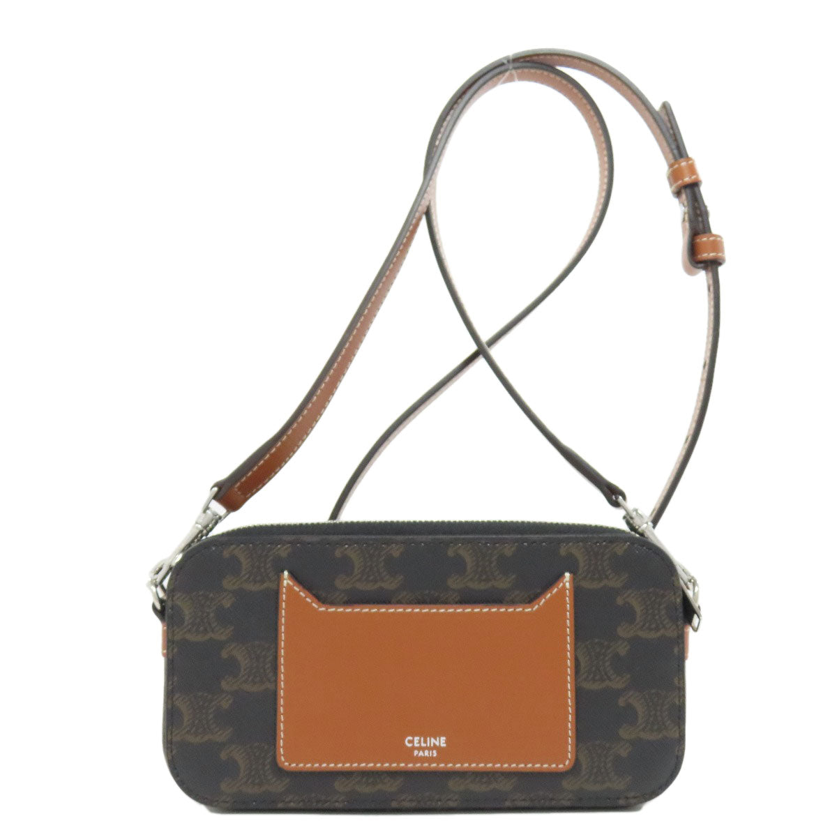 CELINE Shoulder Bag PVC Brown Triomphe Women