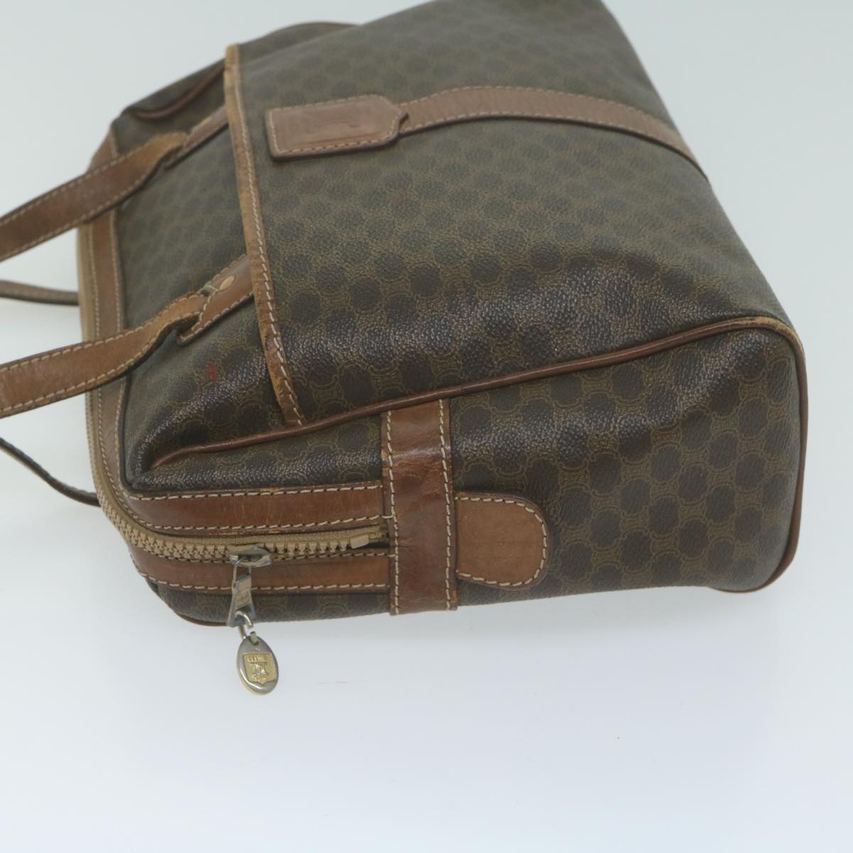 Luxury CELINE Macadam Canvas Shoulder Bag PVC Leather Brown 65957