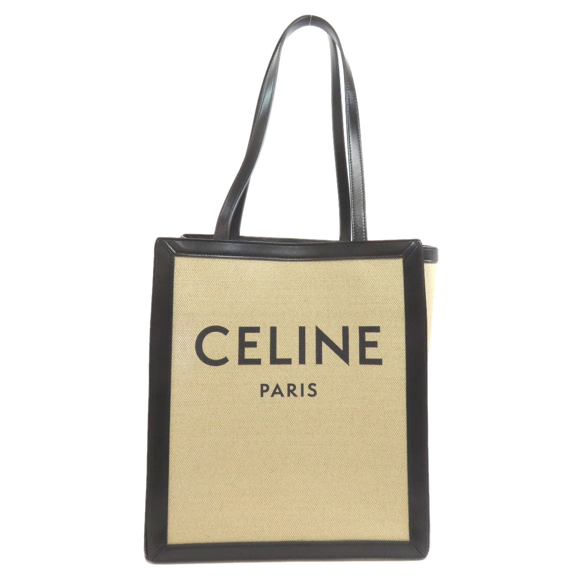 CELINE Tote Bag canvas beige logo Women