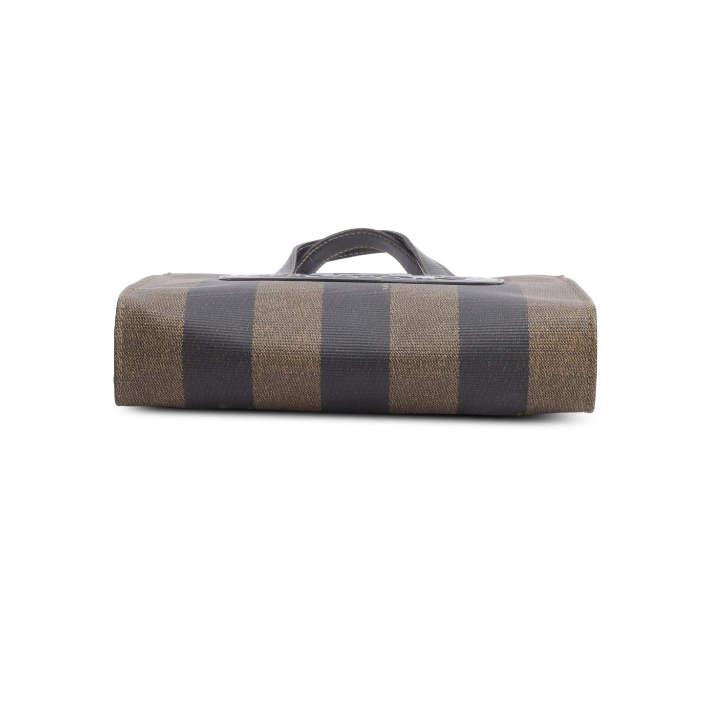 Fendi Leather Trimmed Brown Pequin Logo Tote