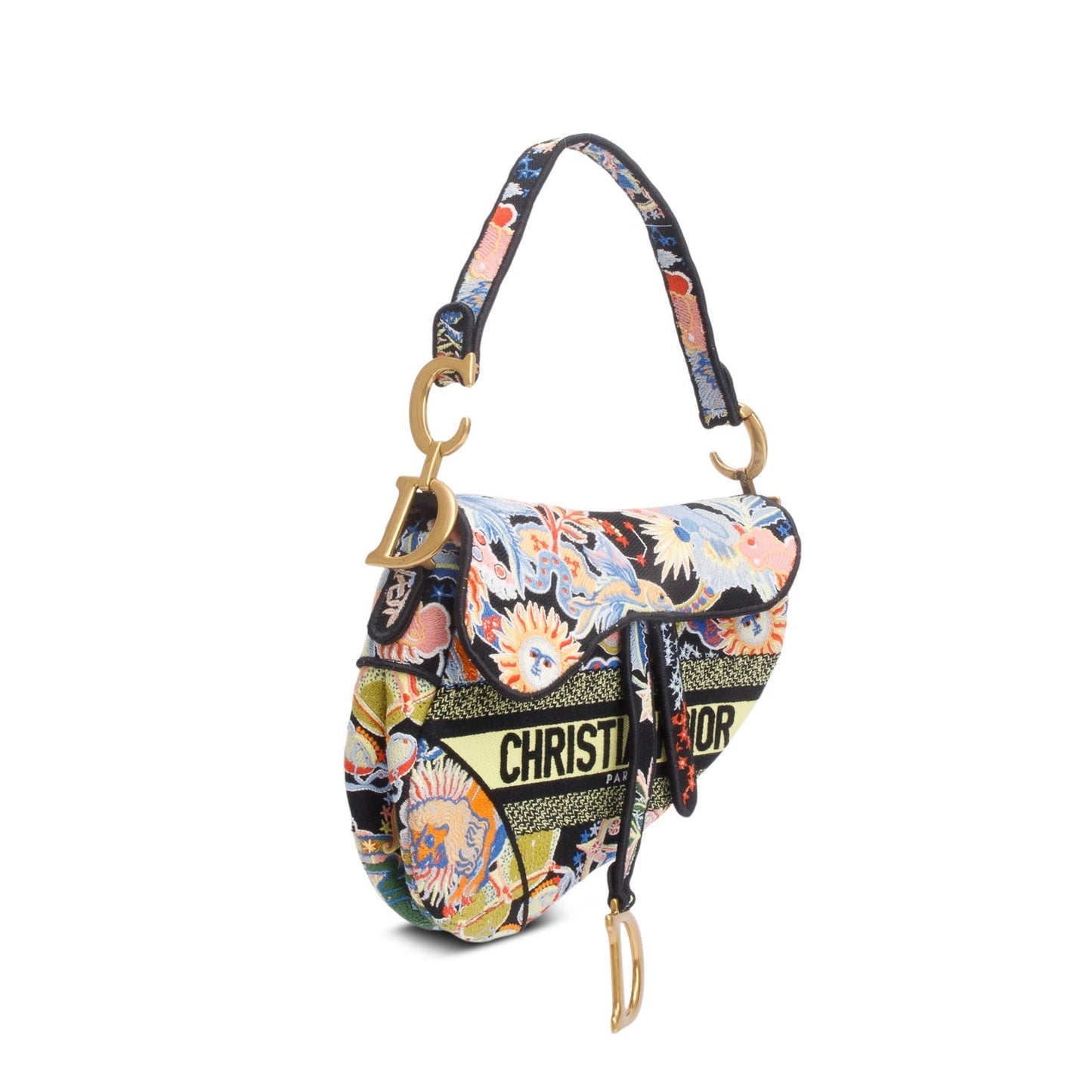 Christian Dior Multicolor Canvas Embroidered Zodiac Fantastico Saddle Bag