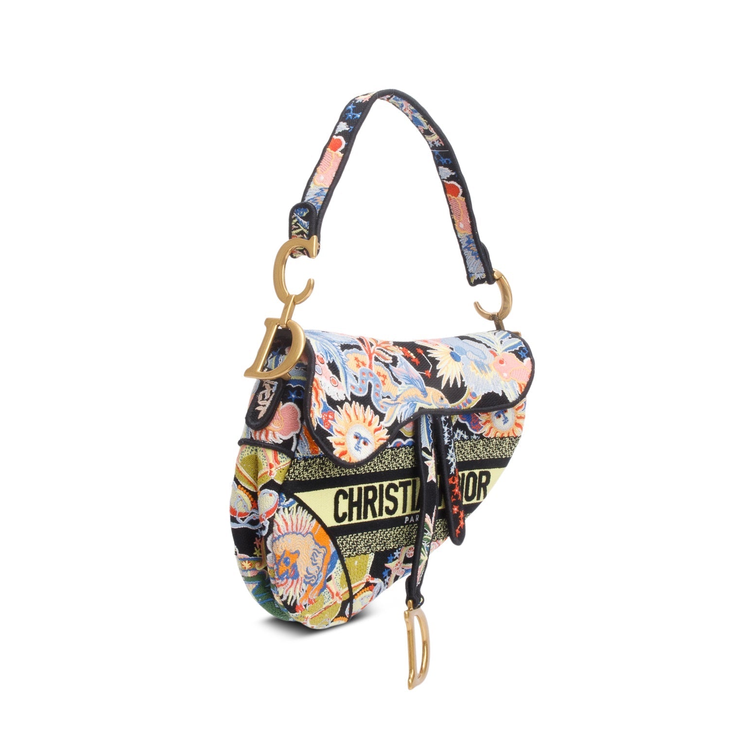 Christian Dior Multicolor Canvas Embroidered Zodiac Fantastico Saddle Bag