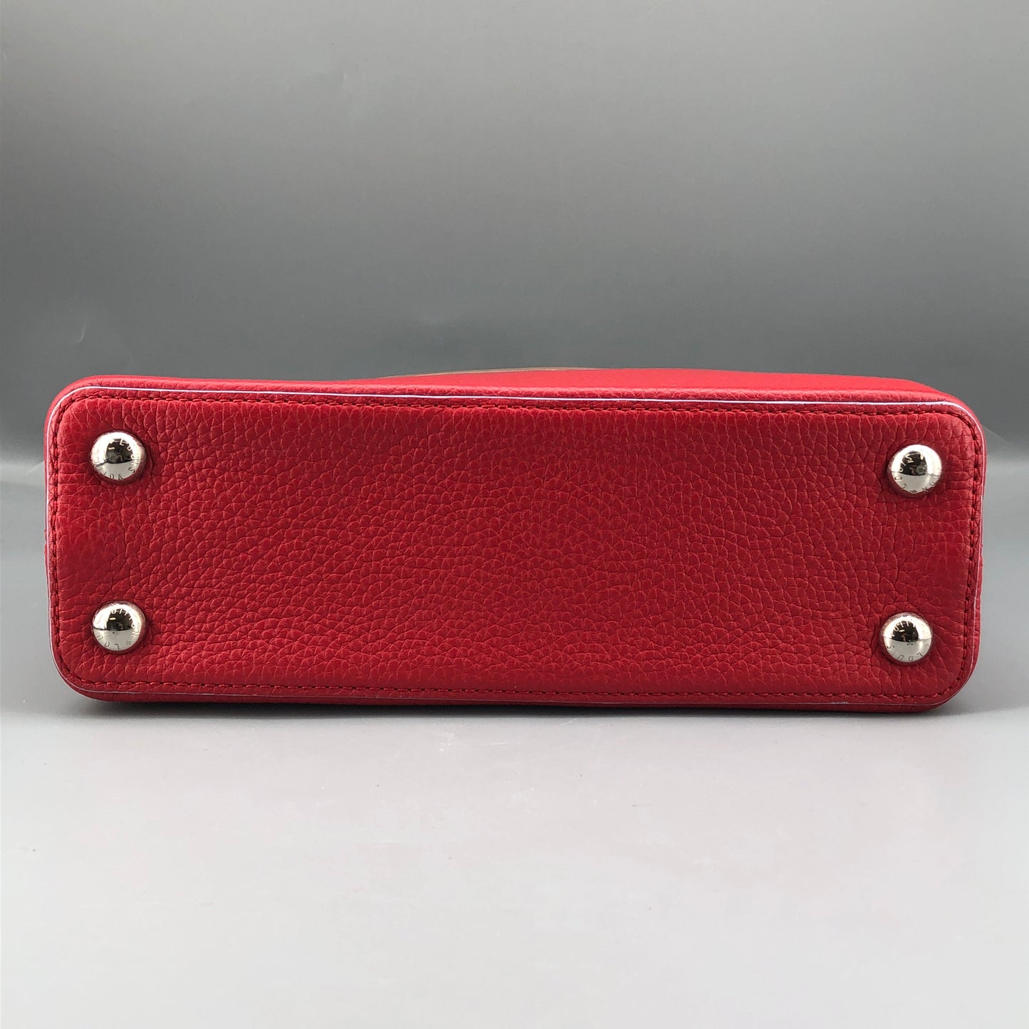 Louis Vuitton Capucines PM Taurillon Leather Handbag Red Light Blue Two-Tone