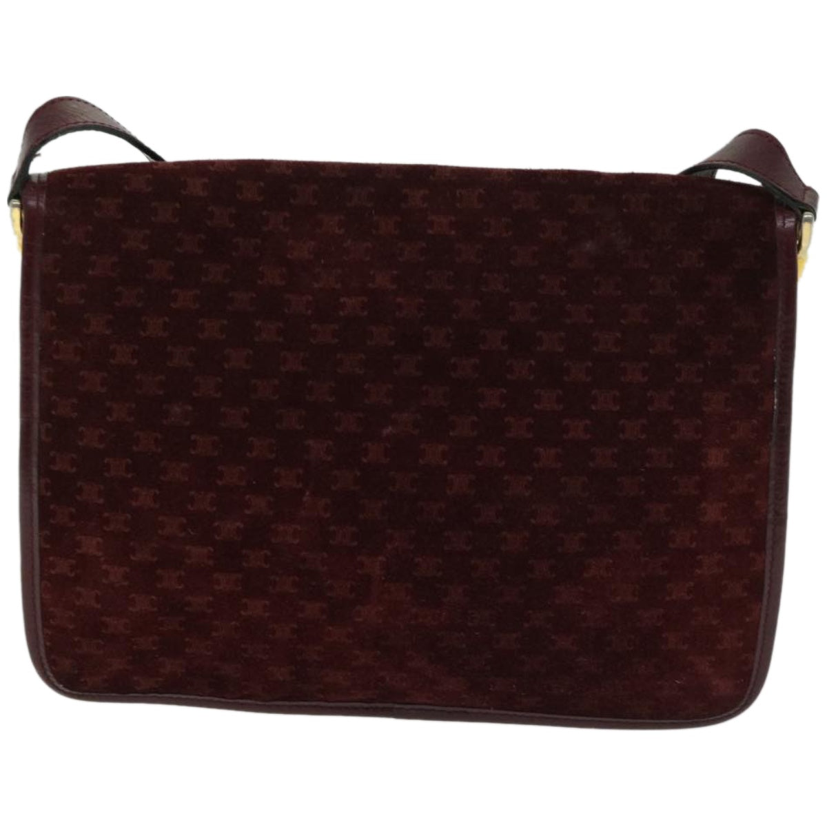 Luxury CELINE Macadam Canvas Shoulder Bag Bordeaux 66661