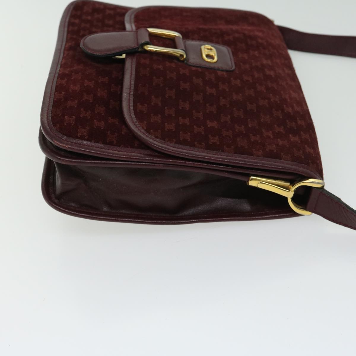 Luxury CELINE Macadam Canvas Shoulder Bag Bordeaux 66661
