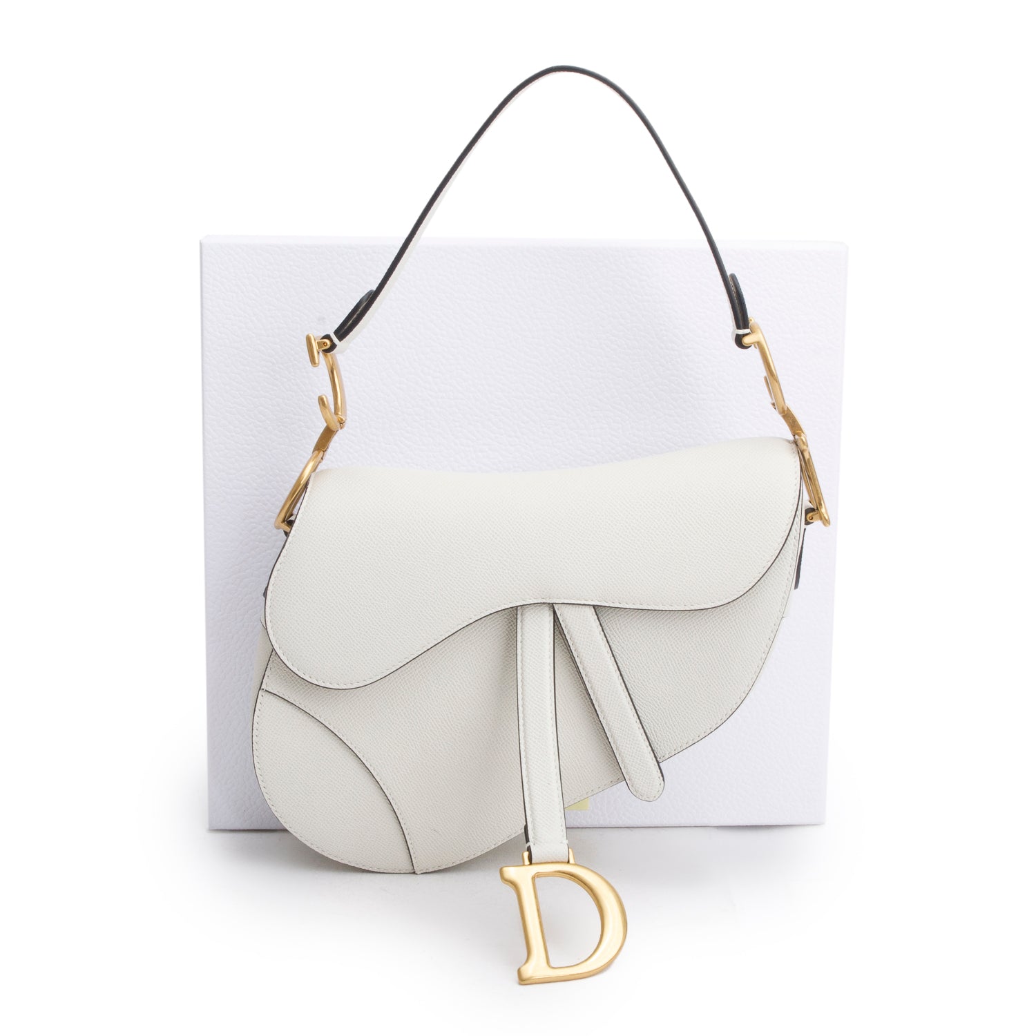 Christian Dior 2021 Cream Grained Calfskin Saddle Bag