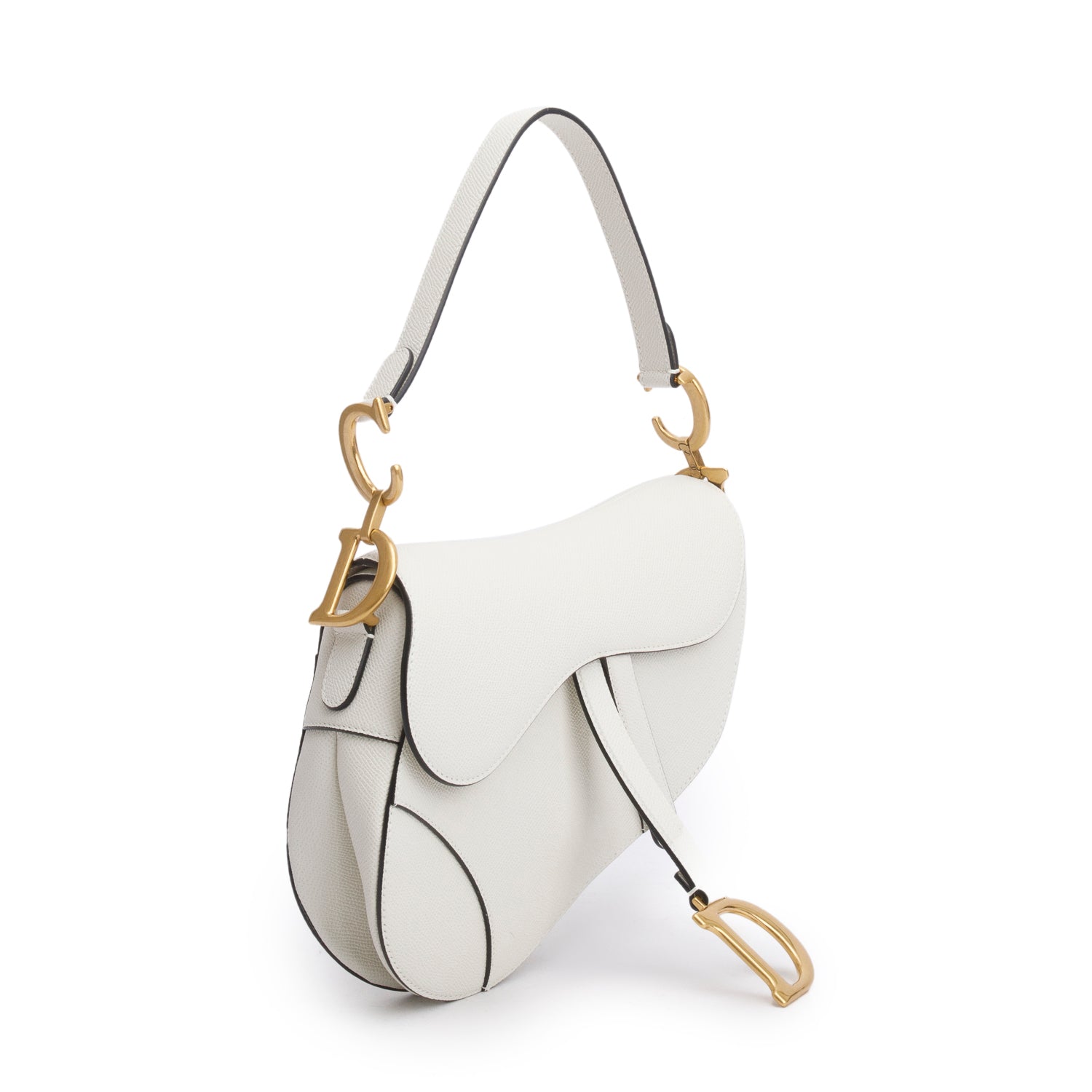 Christian Dior 2021 Cream Grained Calfskin Saddle Bag