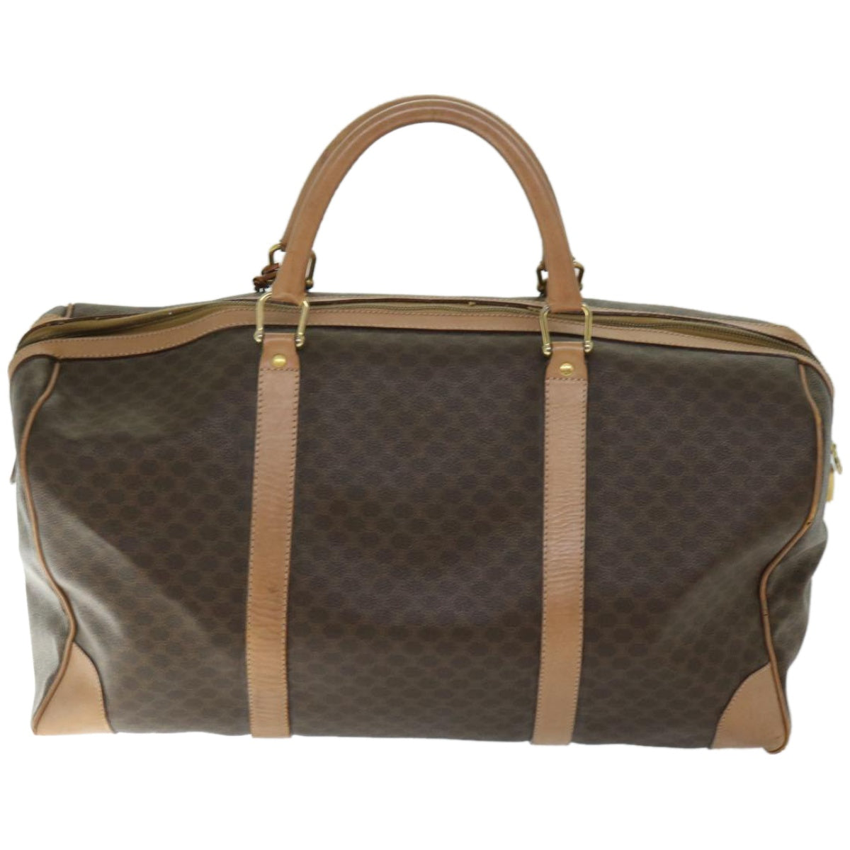 Luxury CELINE Macadam Canvas Boston Bag PVC Brown 66822