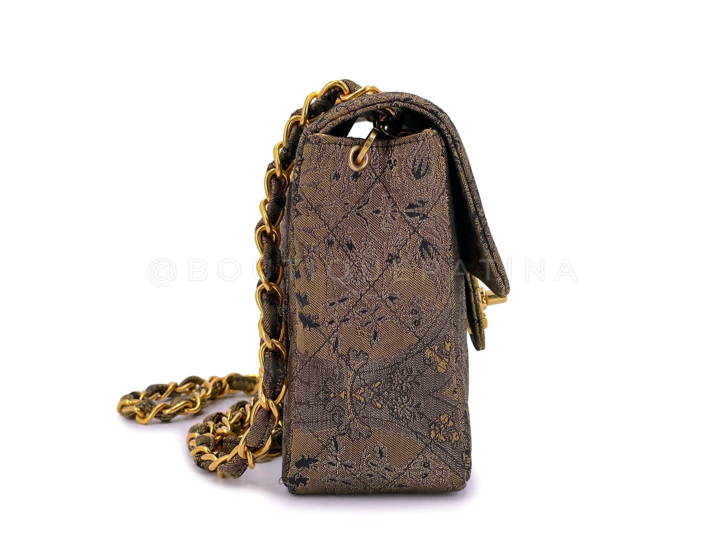 Chanel 1995 Bronze Brocade Square Mini Flap Bag - Rovelle Bags