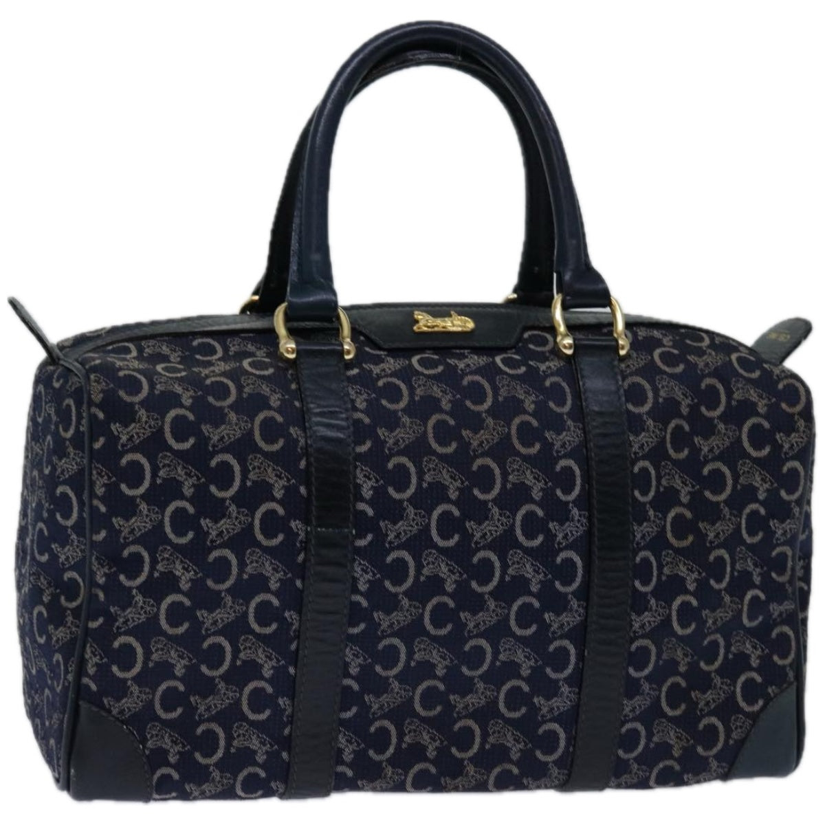 Luxury CELINE C Macadam Canvas Hand Bag Navy 66941