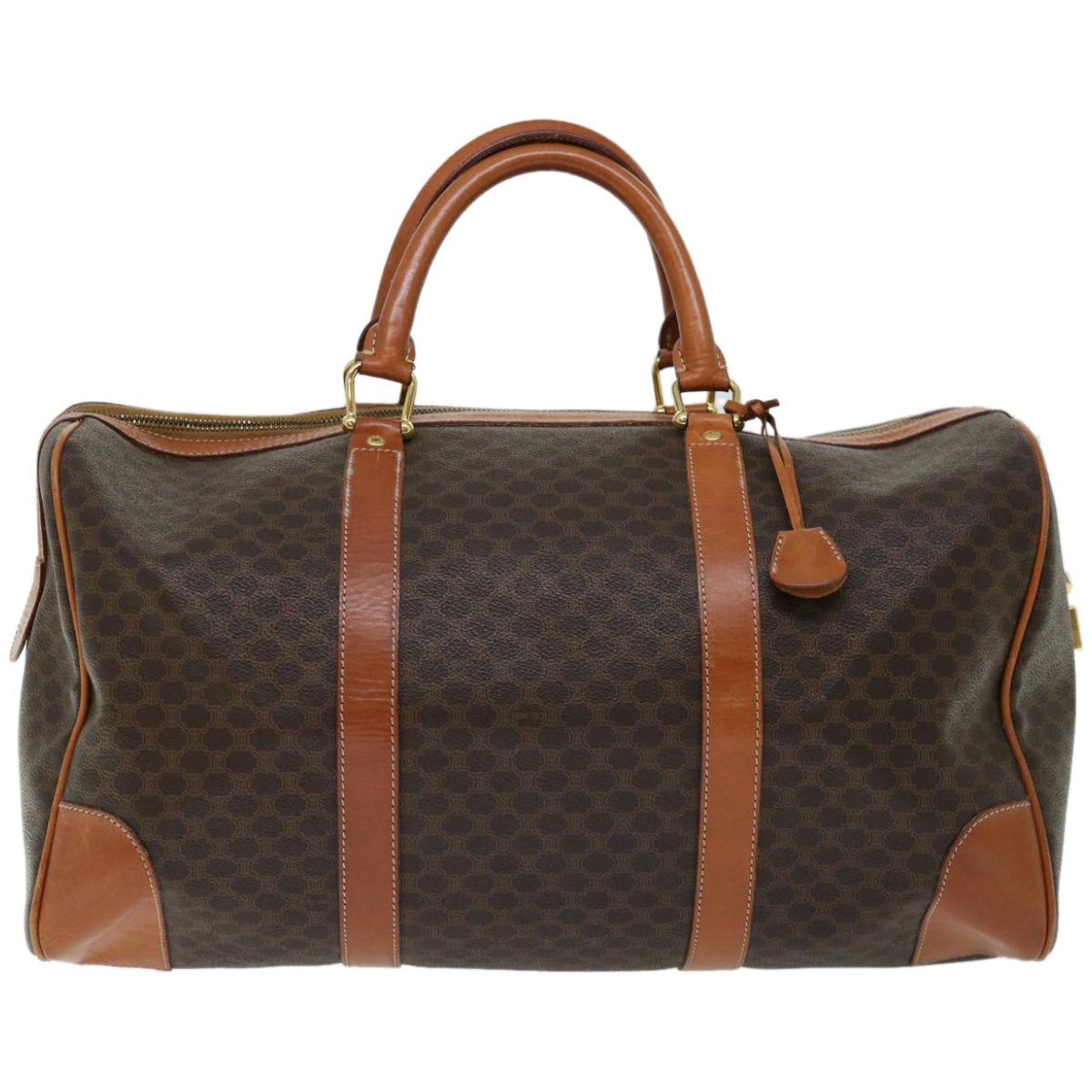 Luxury CELINE Macadam Canvas Boston Bag PVC Brown 66956