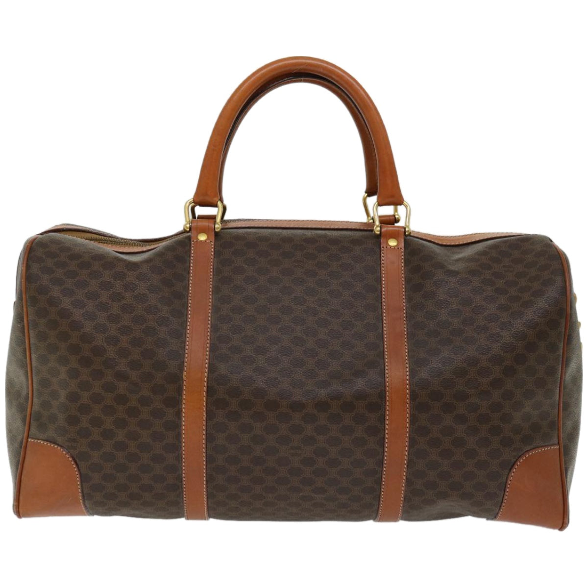 Luxury CELINE Macadam Canvas Boston Bag PVC Brown 66958