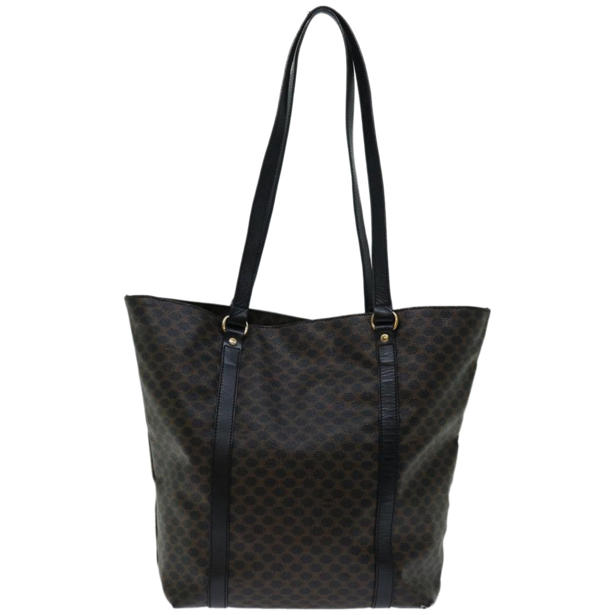 Luxury CELINE Macadam Canvas Tote Bag PVC Leather Black 67059
