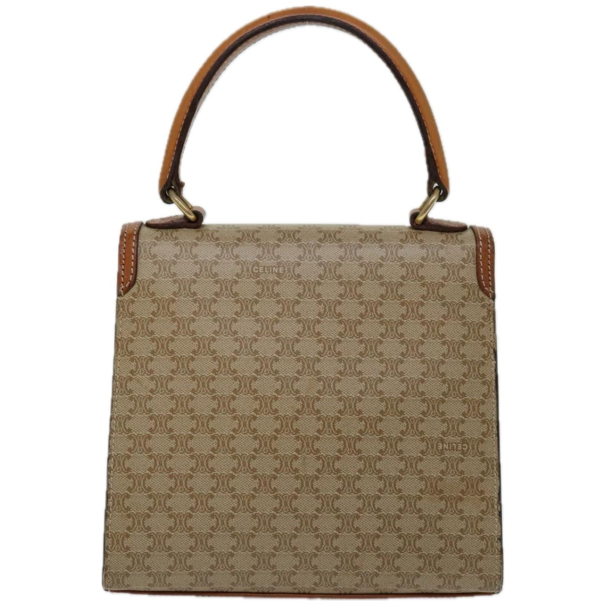 Luxury CELINE Macadam Canvas Hand Bag Beige 67122