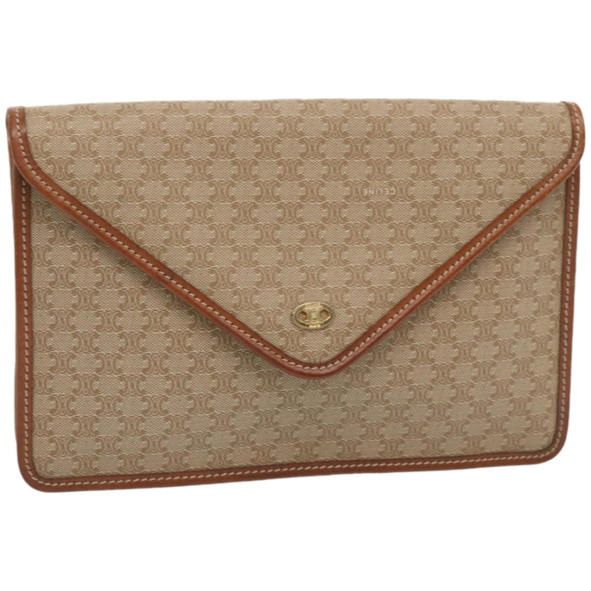 Luxury CELINE Macadam Canvas Clutch Bag Beige 67439