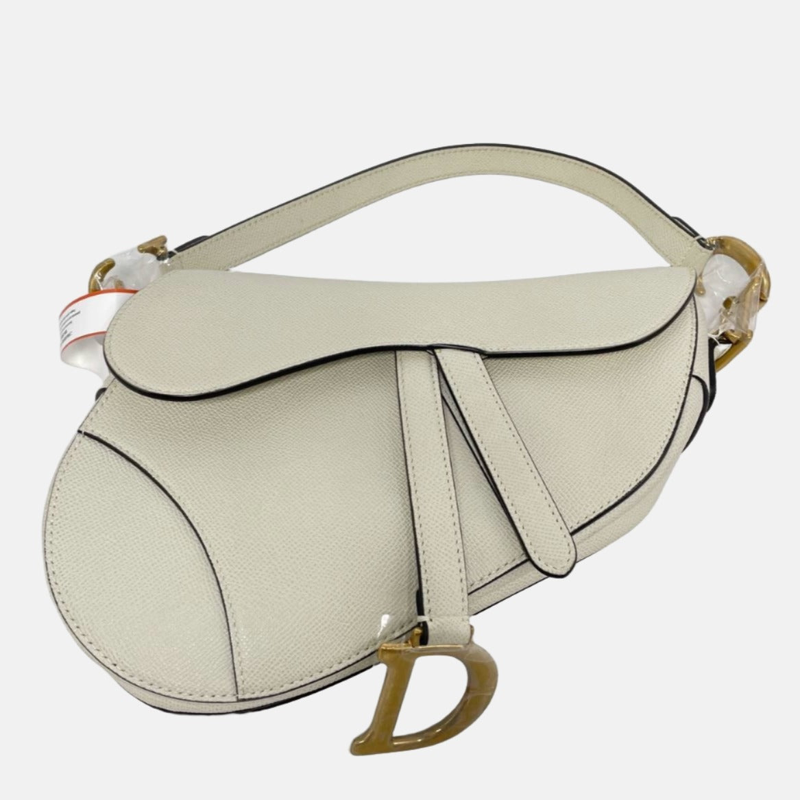 Dior Saddle Medium 2020 Grained Leather Handbag White