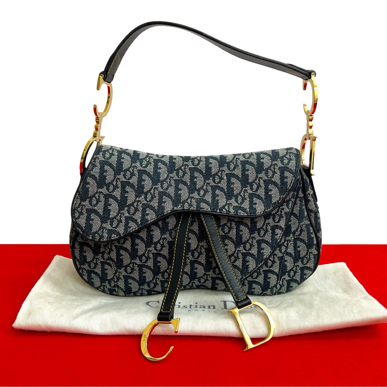 Dior Shoulder Bag leather Navy Saddle bag