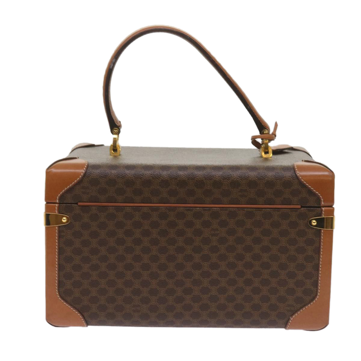 Luxury CELINE Macadam Canvas Vany Case Hand Bag PVC Brown 67848A