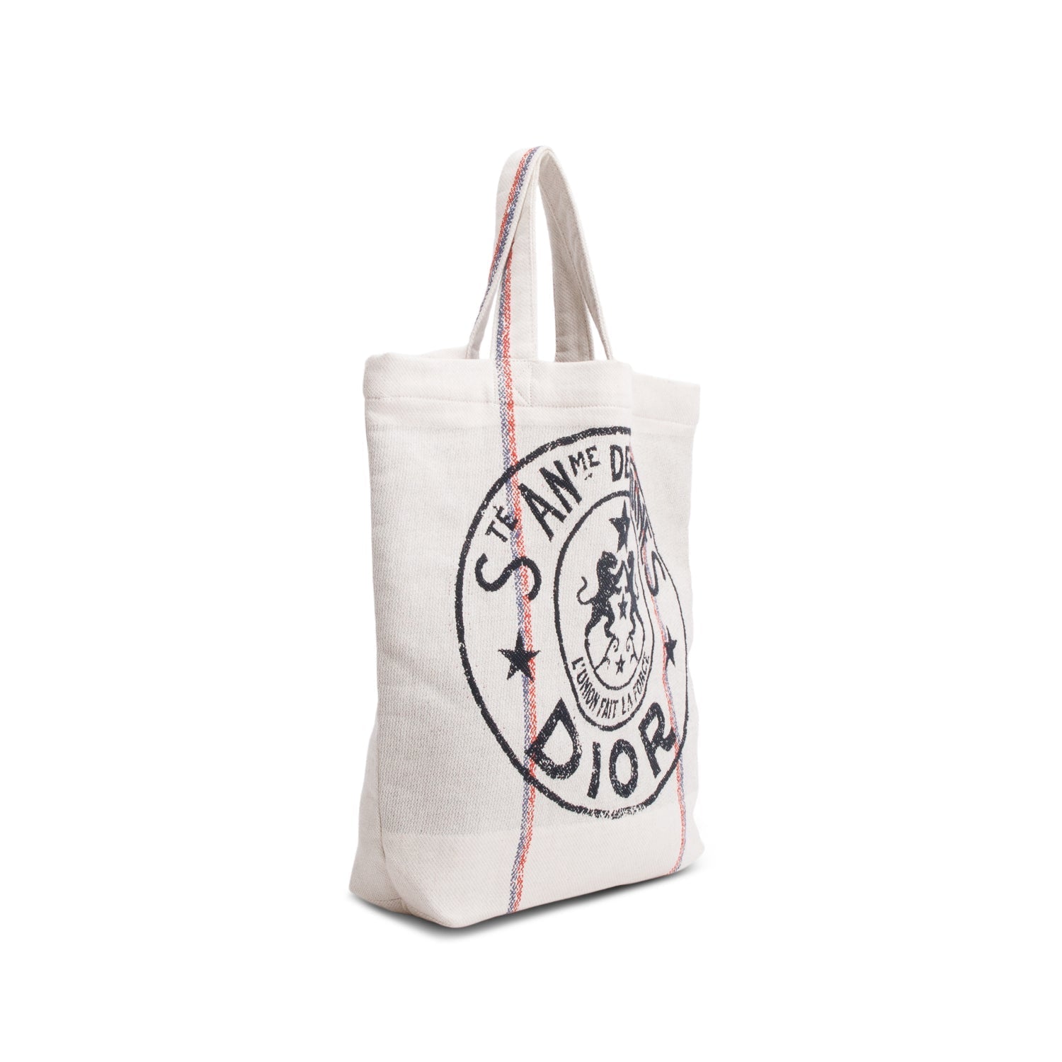 Christian Dior Beige Canvas 'L'union Fait La Force' Tote Bag