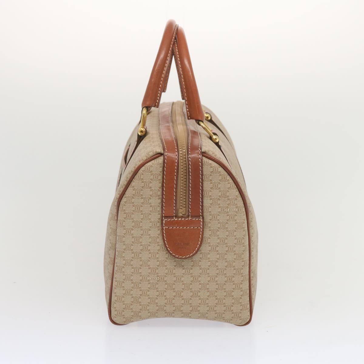 Luxury CELINE Macadam Canvas Boston Bag Beige 68007